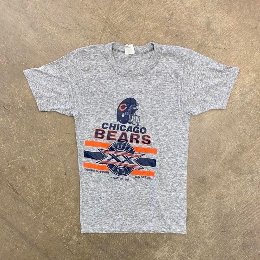 Vintage NFL Chicago Bears 1986 Super Bowl XX 80s Single Stitch Mis-Print Shirt S